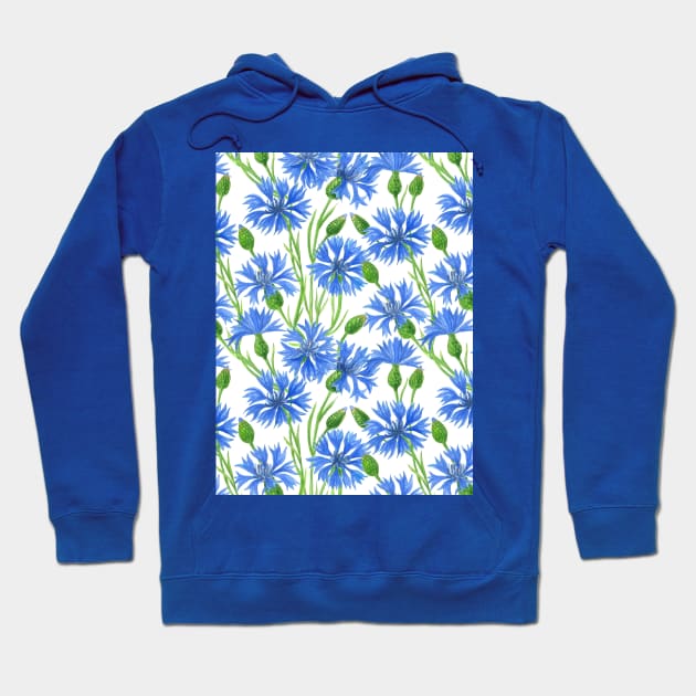 Watercolor cornflower pattern Hoodie by katerinamk